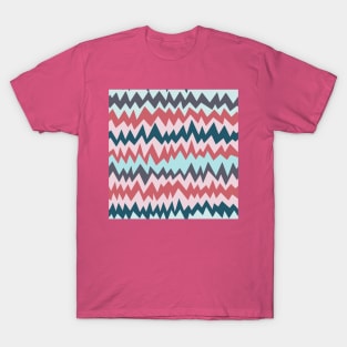 Modern minimalist zigzag in teal, navy blue and berry pink T-Shirt